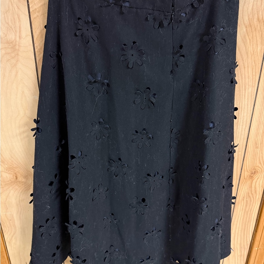 Vintage Krizia Poi Women’s Skirt, Sz 42 Black Flower Cutouts Italy